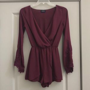 Maroon/Burgundy Long-Sleeved Romper